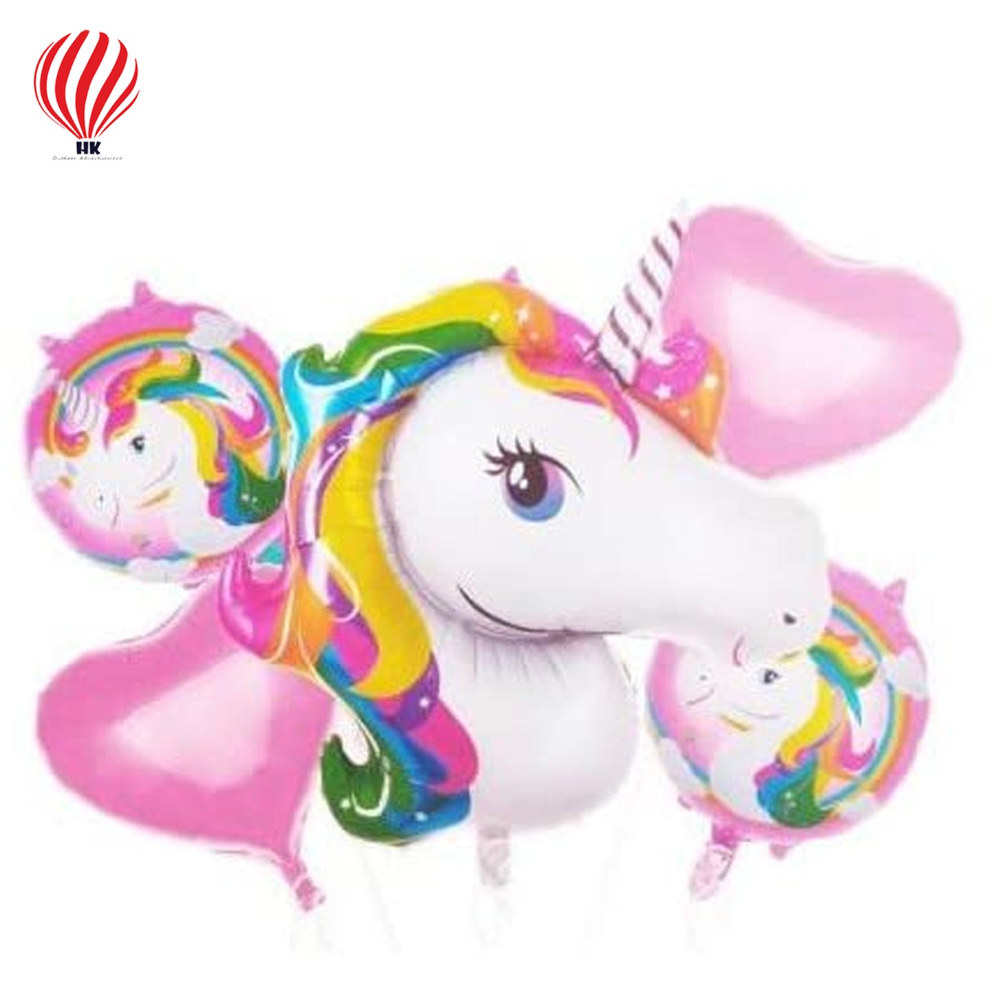 HK balloons Happy Birthday Unicorn Theme Foil Balloons Decoration Kit For Kids. Set Of 5 Pcs