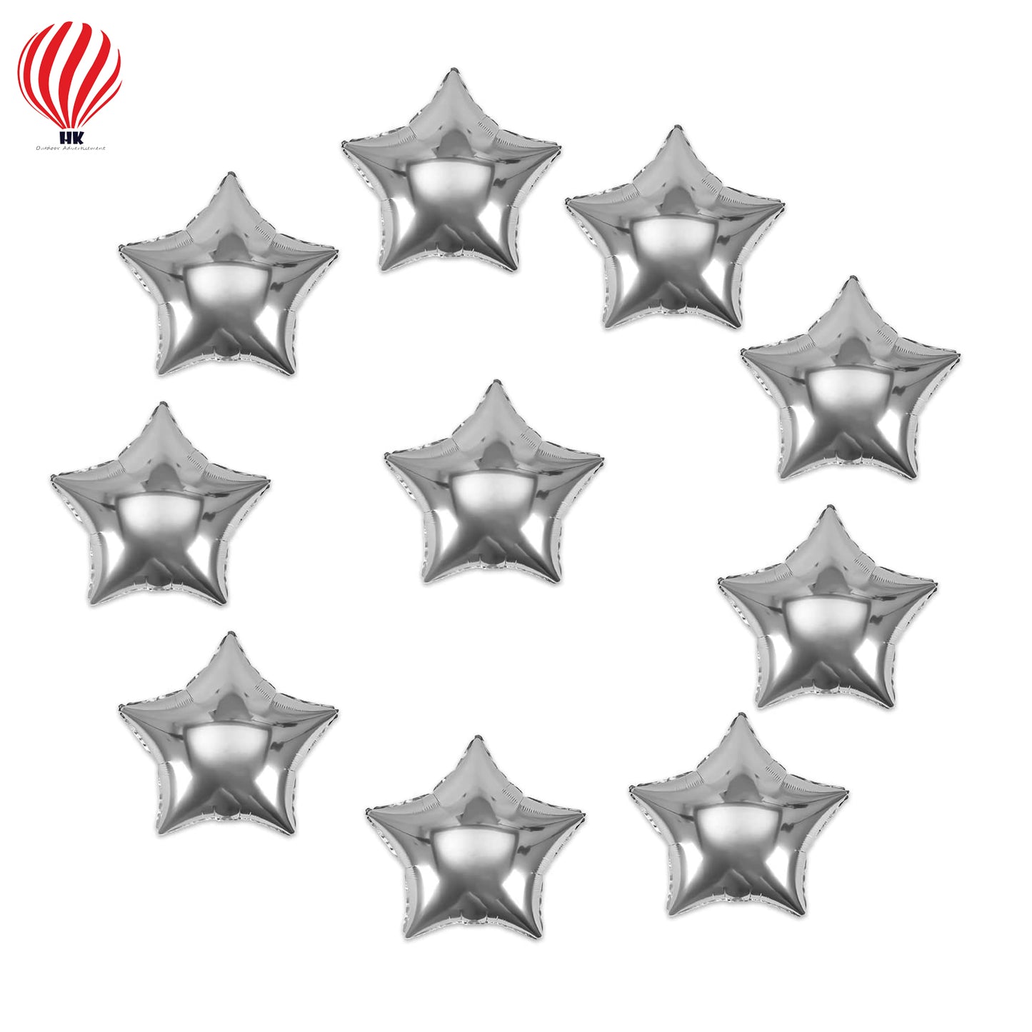 HK balloons Black & White Birthday Decoration items with silver star foil balloons