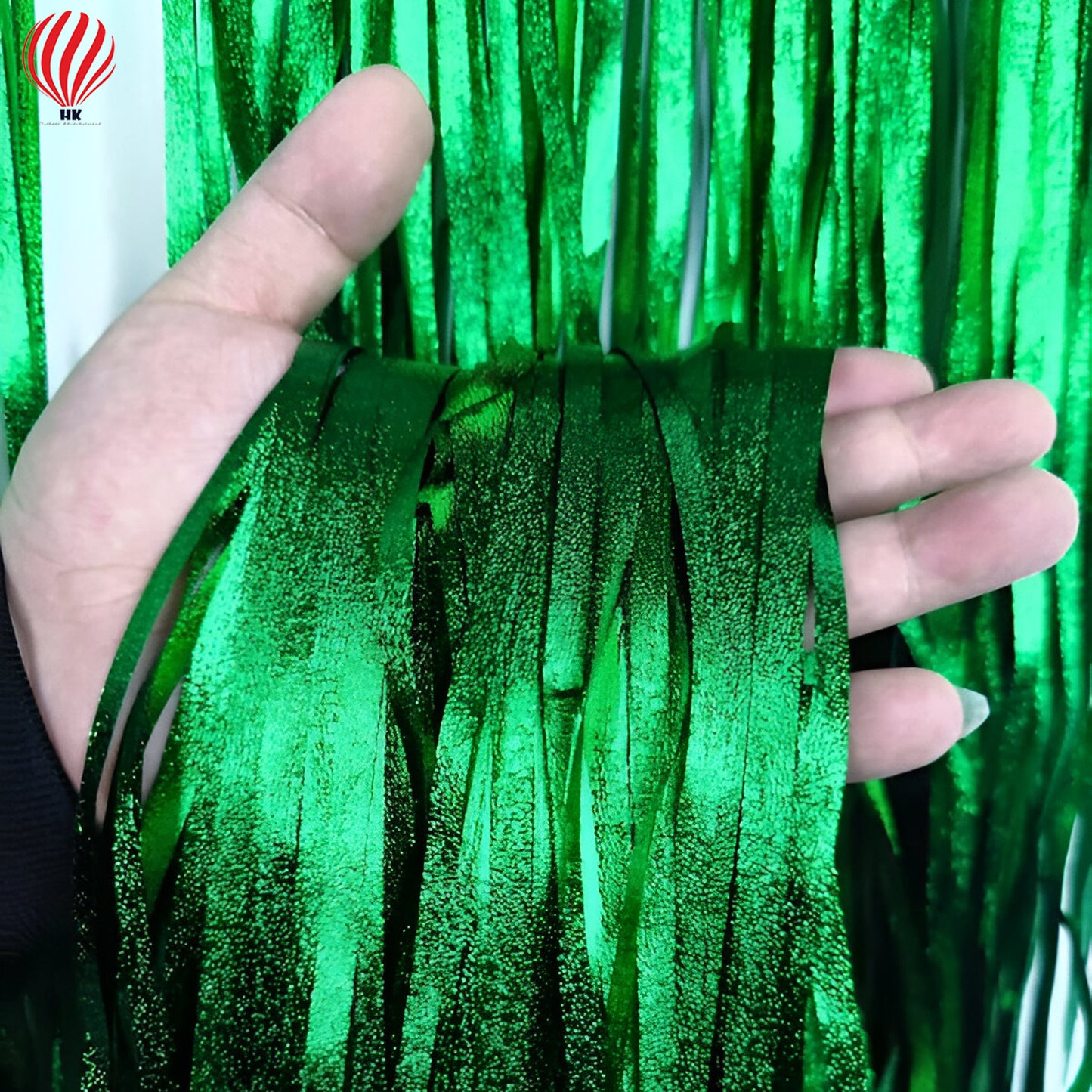 HK balloons Green Blue Foil Fringe Curtains