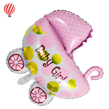 HK Balloons Pop the Party Baby Shower Pram Foil Balloons/Cradle Shape Foil Balloon/Baby Shower/Baby Girl Decoration Material