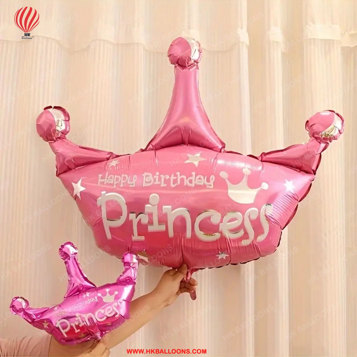 HK balloons 1pc, Giant Princess Crown Foil Balloons Pink Birthday Party Decorations Girls Party Supplies Baby Shower Decoration Home Room Decor