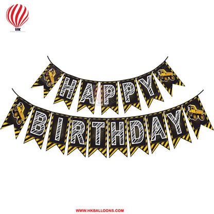 HK balloons® Happy Birthday Banner Decoration for Boys, Girls, Boyfriend, Girlfriend, (Construction Themed)