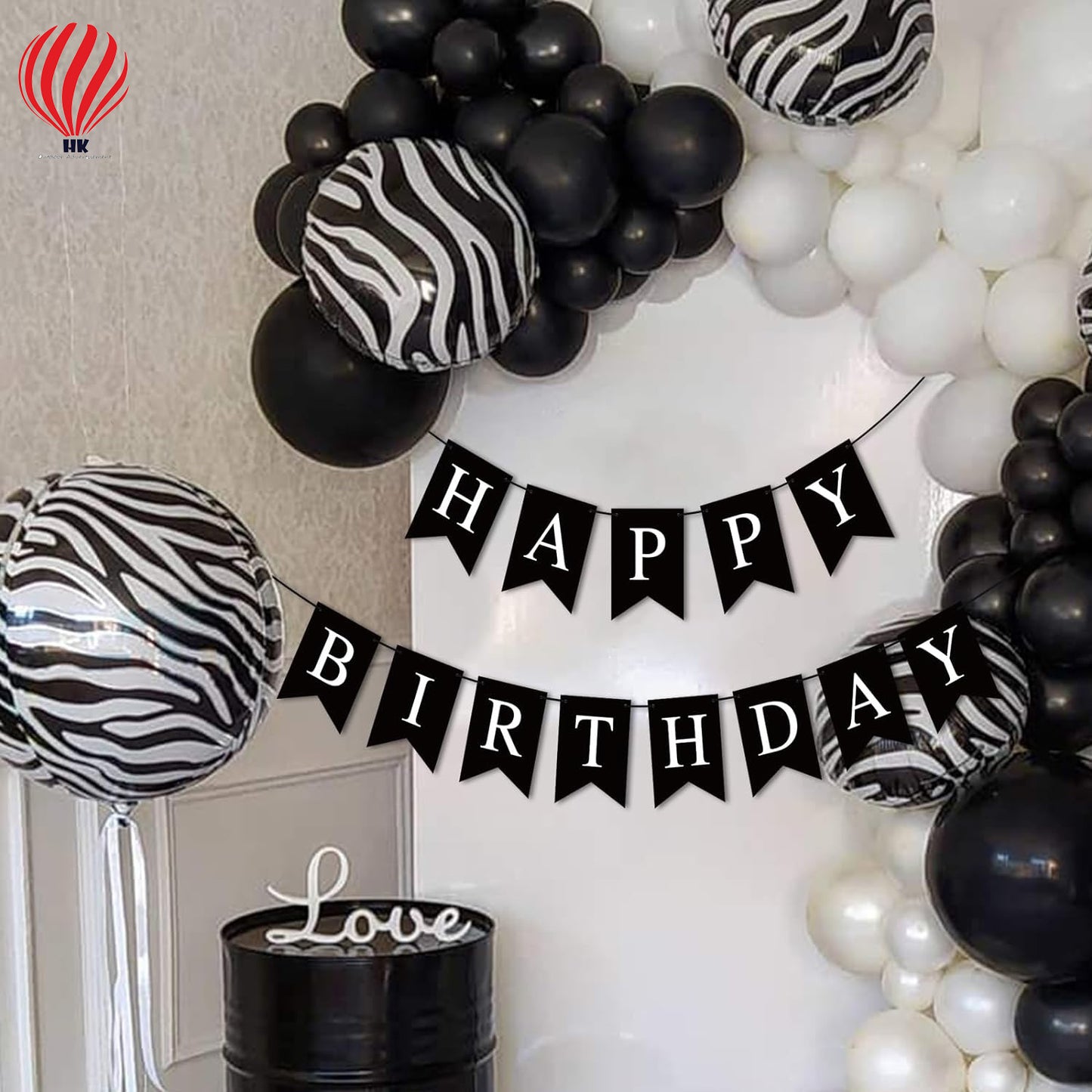 HK balloons Black Happy Birthday Banner Birthday Sign for Backdrop Happy Birthday Decorations for Men Women Black Birthday Party Wall Door Bunting Banner Flag Birthday Tea Party Supplies