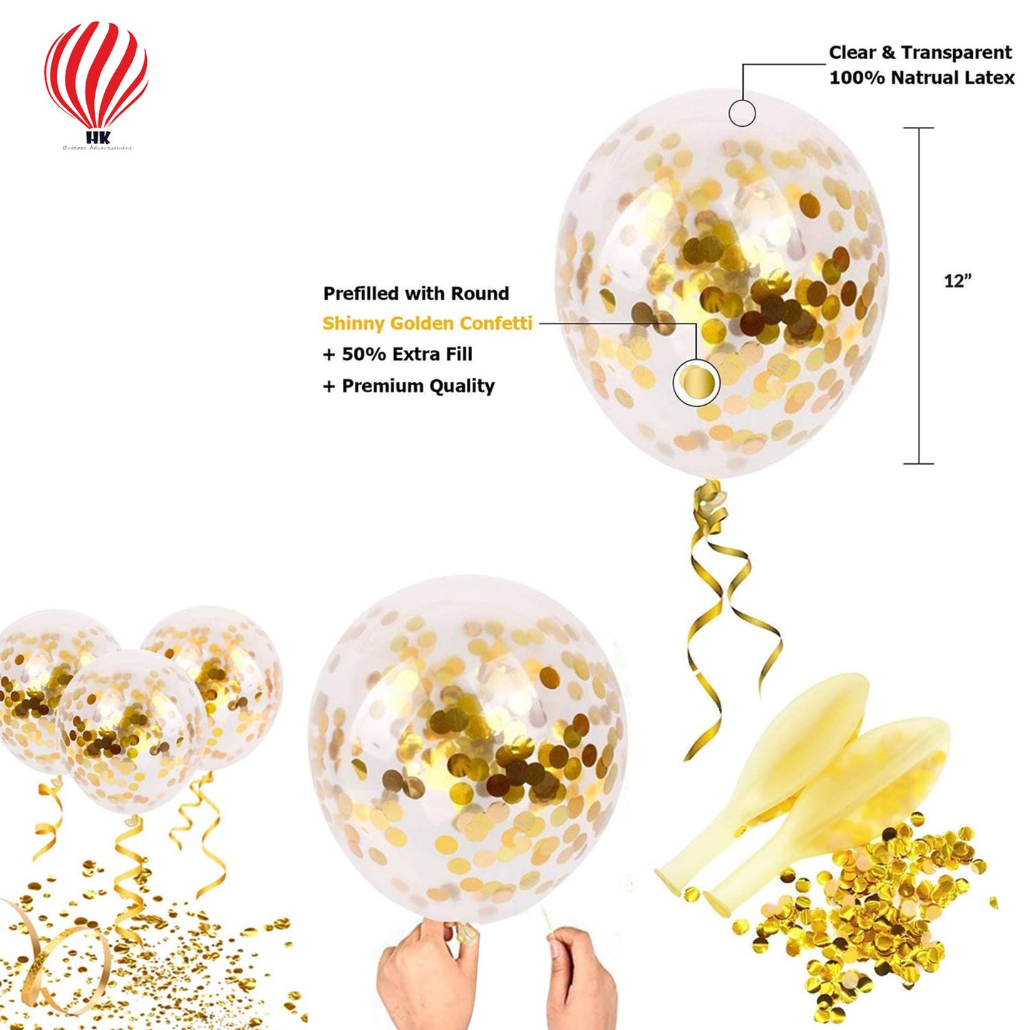 HK balloons 2nd Birthday Decoration Items For -15Pcs golden No. 2 Foil Balloon, Gold Crown Foil Balloon, Confetti & Metallic - Bithday.Party Decorations For Girl/ 2nd Birthday Decorations