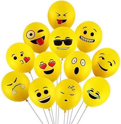 HK Balloons Smiley Balloon Printed Face Expression Latex Balloon 30 Pcs, Yellow/Emoji Balloon/Smiley Balloon/Birthday Decoration/Birthday return gifts for birthday anniversary decorations