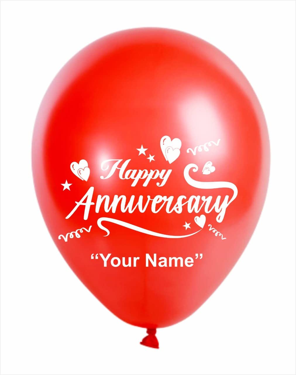 HK balloons Personalized/Customized Red White Gold Name Printed Anniversary Party balloons with Anniversary Couple Name (Pack of 50) (Anniversary-Multicolored)