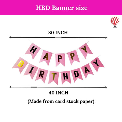 HK Balloons 85 Pcs 1St Happy Birthday Decoration Item Set for Birthday Decoration / Birthday Party Supplies Pink Themed Birthday Celebration Kit For Kids