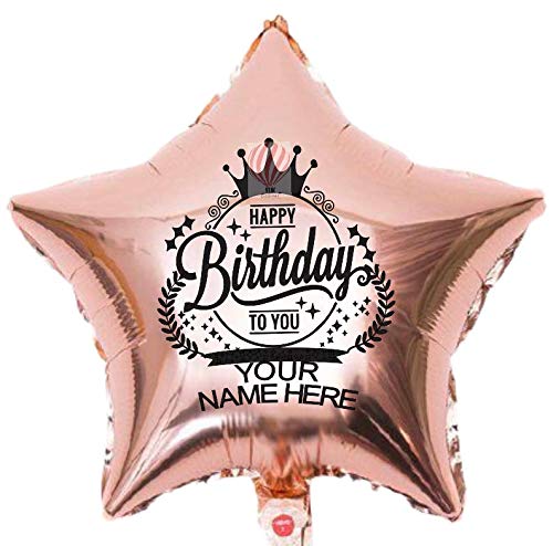 HK Balloons Rose gold Personalized/Customized Name Printed Birthday Party Foil Balloons with Birthday Boy/Girl Name(Rose gold -Star Foil-5pcs)