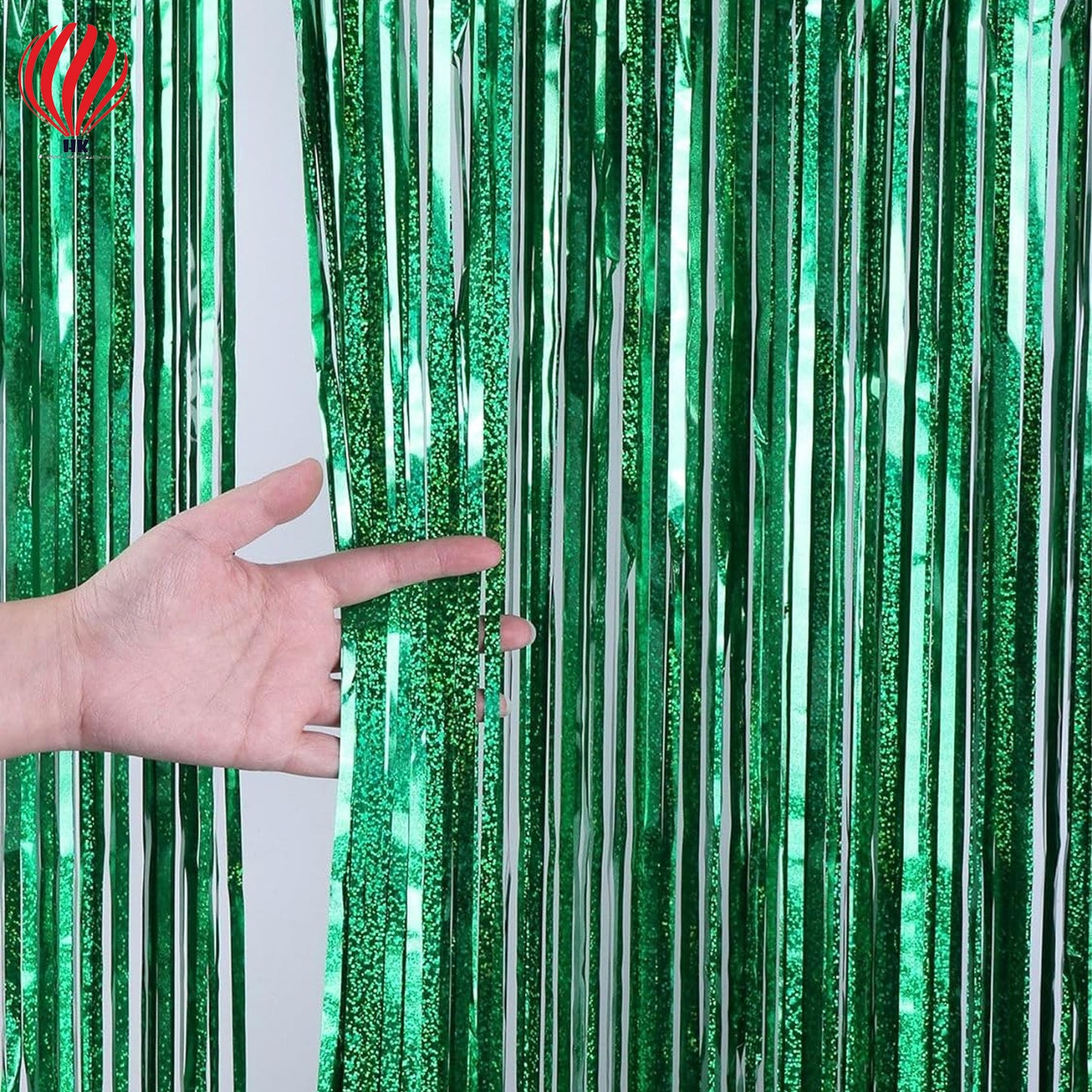 HK balloons Green Blue Foil Fringe Curtains