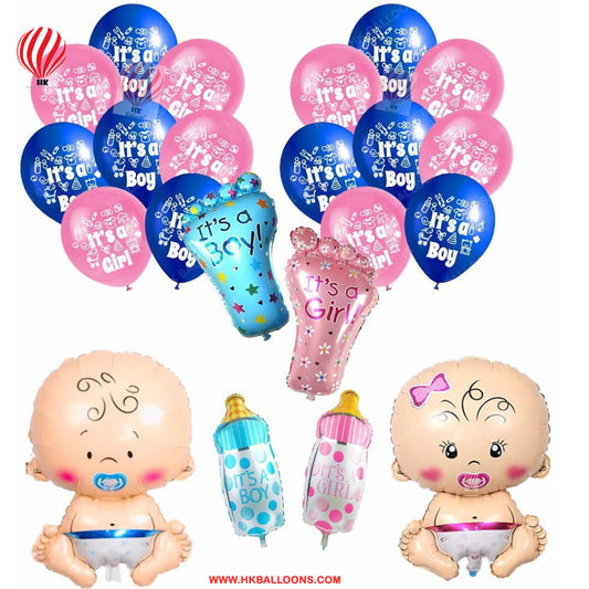 HK Balloons Pack of 36 Baby Shower Decoration Items Combo For Baby Girl Or Boy Arrival Decorations Baby Shower Party Decoration Set -Baby Shower Decoration Kit