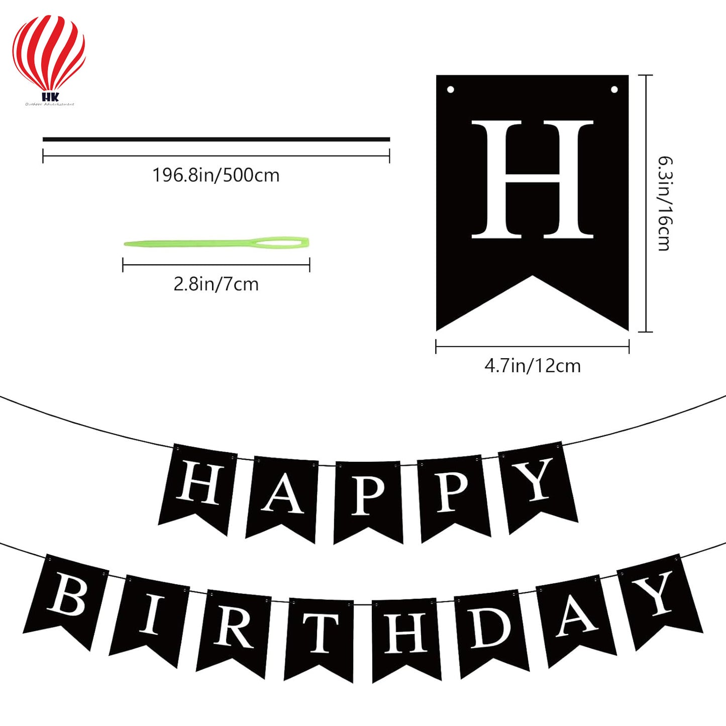 HK balloons Black Happy Birthday Banner Birthday Sign for Backdrop Happy Birthday Decorations for Men Women Black Birthday Party Wall Door Bunting Banner Flag Birthday Tea Party Supplies