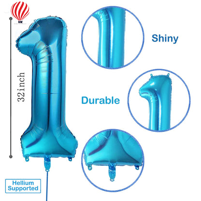 HK balloons 1st Birthday Balloons Decoration For Baby Boy - 5Pcs(Rubber, Blue)