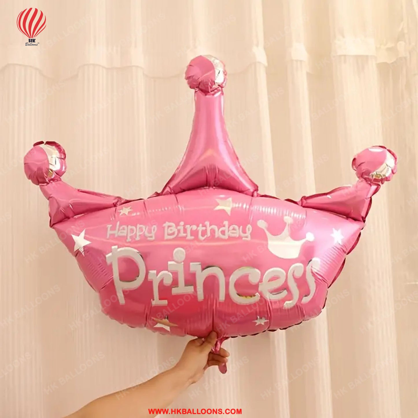 HK balloons 1pc, Giant Princess Crown Foil Balloons Pink Birthday Party Decorations Girls Party Supplies Baby Shower Decoration Home Room Decor