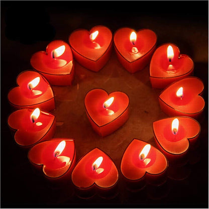 HK balloons 10Pcs Tealight Candles, Romantic Heart-Shaped Rose Scented Candles for Anniversary Valentine's Day Wedding Birthday Christmas Decorations (Romantic Red), Wax