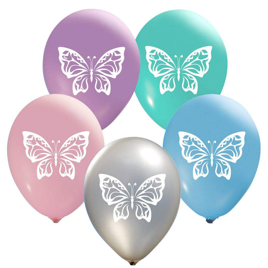 HK balloons Butterfly Printed Balloons Pack Of 30 - Party Animal Birthday Sky Nature Printed Balloons for Birthday Parties or Any Other Event Use This Balloons