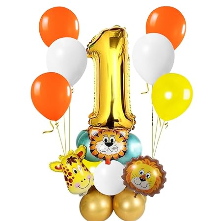 HK balloons Birthday Decoration kit for 1st Birthday Boys-23Pcs Jungle Theme Decoration / Bday Supplies Items Number Foil Baloons/1st Birth Day Props for Kids, Baby/Newborn Gifts Set(multi)