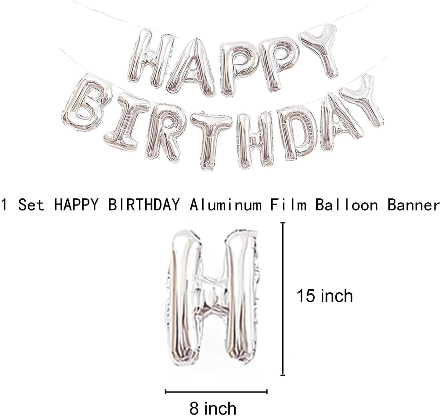 HK balloons Pack of 62 Silver Foil Happy Birthday decoration with LED birthday decoration Combo Set for Birthday Decoration Party Supplies with Fairly LED Lights