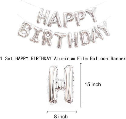 HK balloons Pack of 62 Silver Foil Happy Birthday decoration with LED birthday decoration Combo Set for Birthday Decoration Party Supplies with Fairly LED Lights