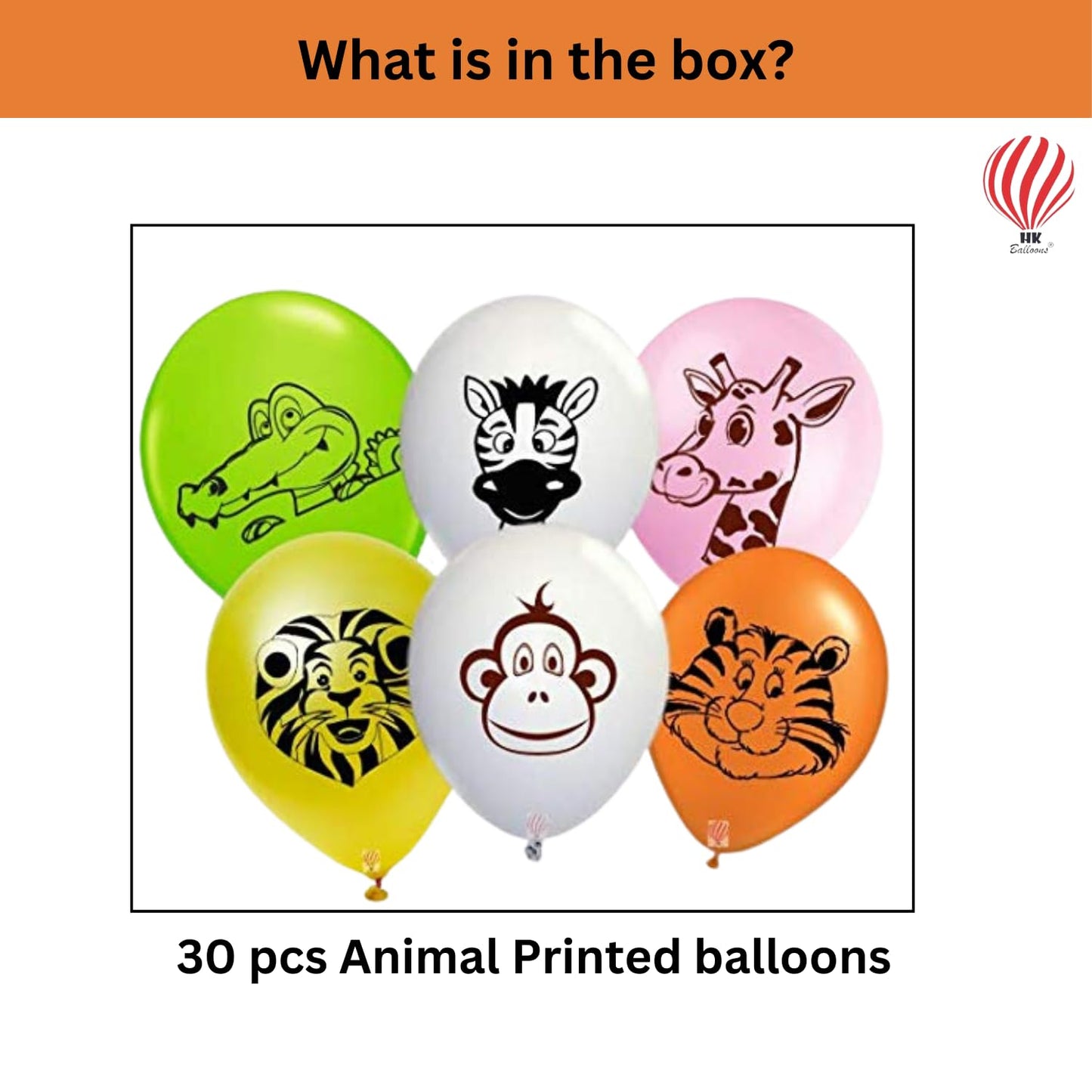 Hk Balloons Foil Jungle Theme Balloons For Animal Theme Birthday Party Supplies - Multicolor, Set Of 30 Pieces