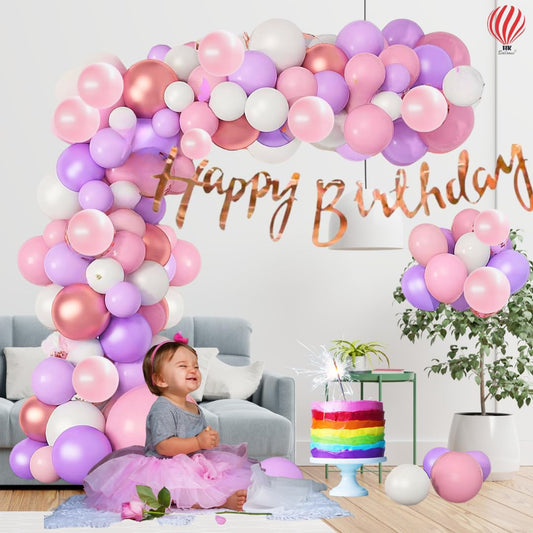 HK balloons 59 pcs set Birthday decoration Item Happy Birthday Banner balloons kit Combo For Kids, Adults Birthday Decoration Backdrop Set Wife Husband Decoration Kit