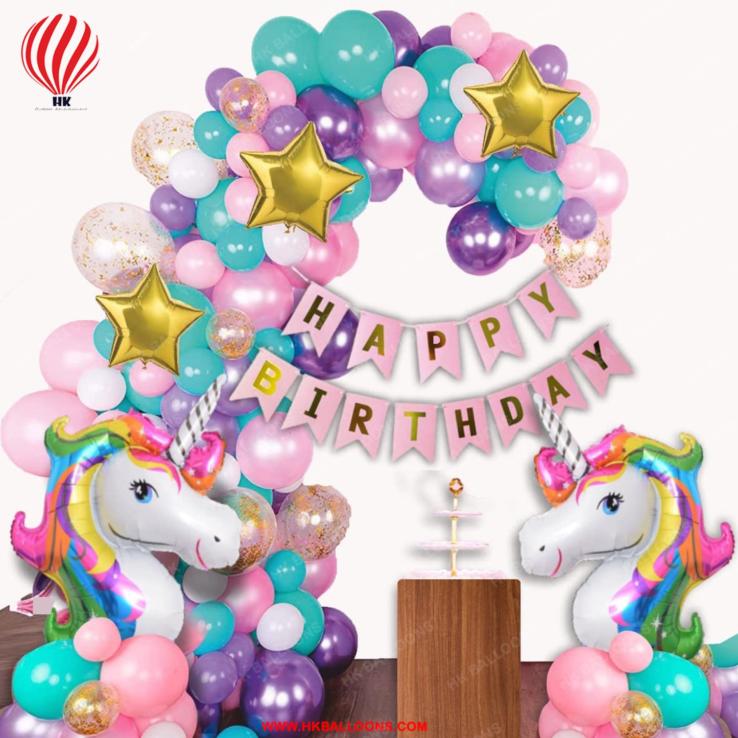 HK Balloons Pack of 68 Pcs Unicorn Theme Birthday Decorations Items Combo Set Kit with Happy Birthday banner , Unicorn Foil balloons, Metallic Balloons Happy Birthday Decoration Kit for Girls