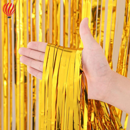 HK balloons 2-Pack Gold Foil Curtain Backdrop Perfect for Birthday, Bachelorette, Christmas, Halloween, and New Year's Eve Parties.