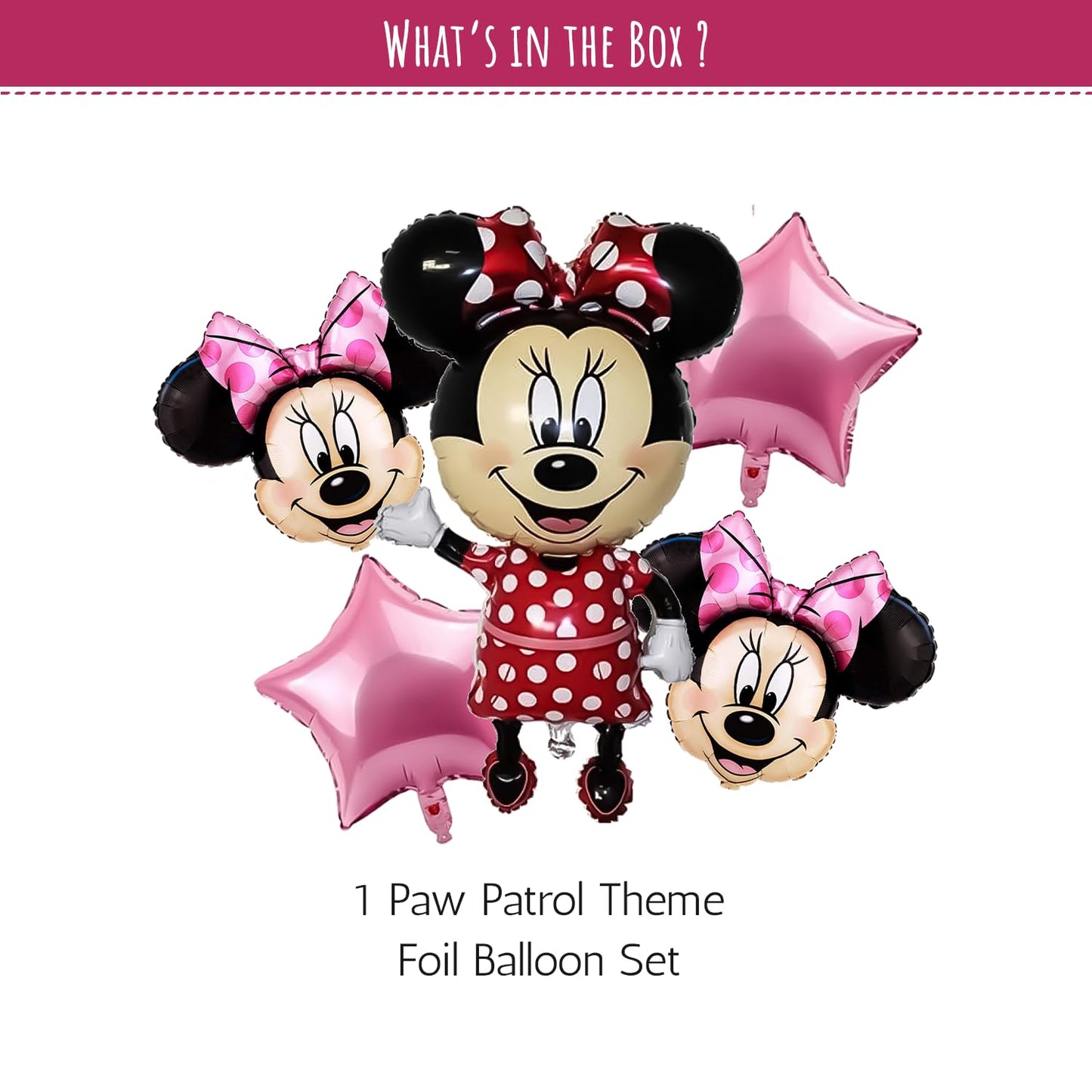 HK balloons Special you Cartoon character minnie foil balloon set for girls & kids Birthday party, baby shower, Namming cermony, Kids room decoration, Theme party decoration- pack of 5