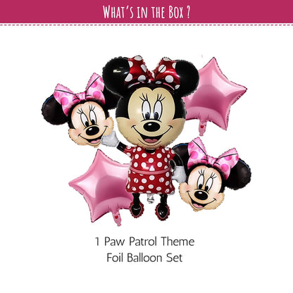 HK balloons Special you Cartoon character minnie foil balloon set for girls & kids Birthday party, baby shower, Namming cermony, Kids room decoration, Theme party decoration- pack of 5