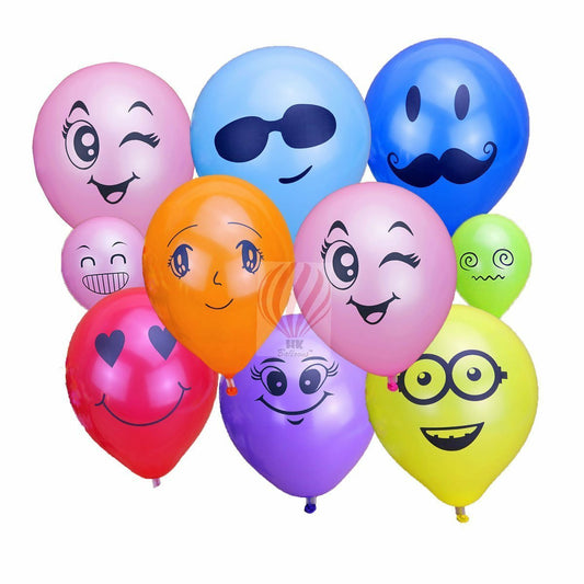 HK balloons Colorful Emoji Smiley Face Expression Latex balloons Perfect for kids birthday Decorations return gifts item Smiley Balloon (Multicolor, Pack of 30)