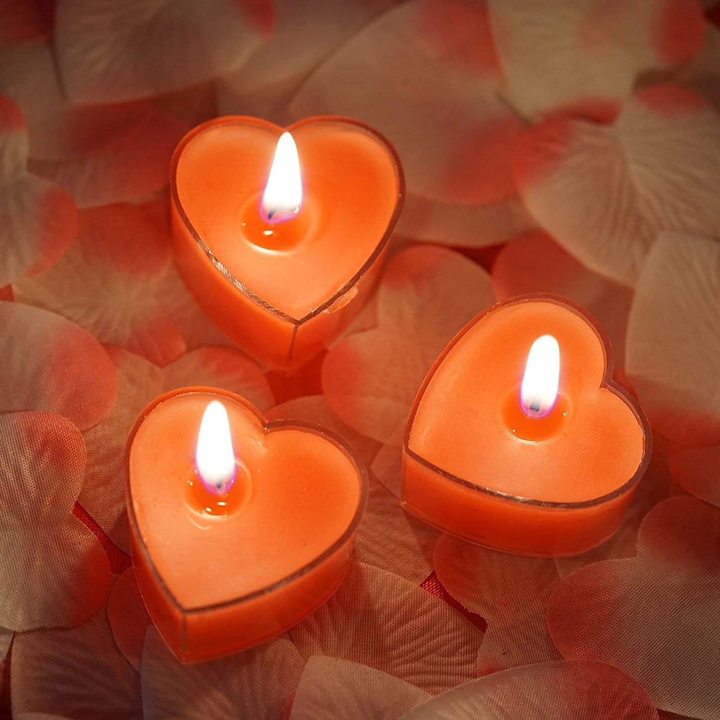 HK balloons 10Pcs Tealight Candles, Romantic Heart-Shaped Rose Scented Candles for Anniversary Valentine's Day Wedding Birthday Christmas Decorations (Romantic Red), Wax