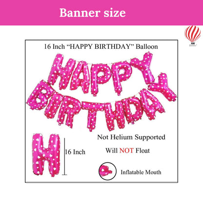 HK balloons 40 pcs Pink Birthday decoration Item Happy Birthday decoration set with Net Curtain For Boy Girl Husband Wife And Adults Birthday Decoration Kit Backdrop Theme