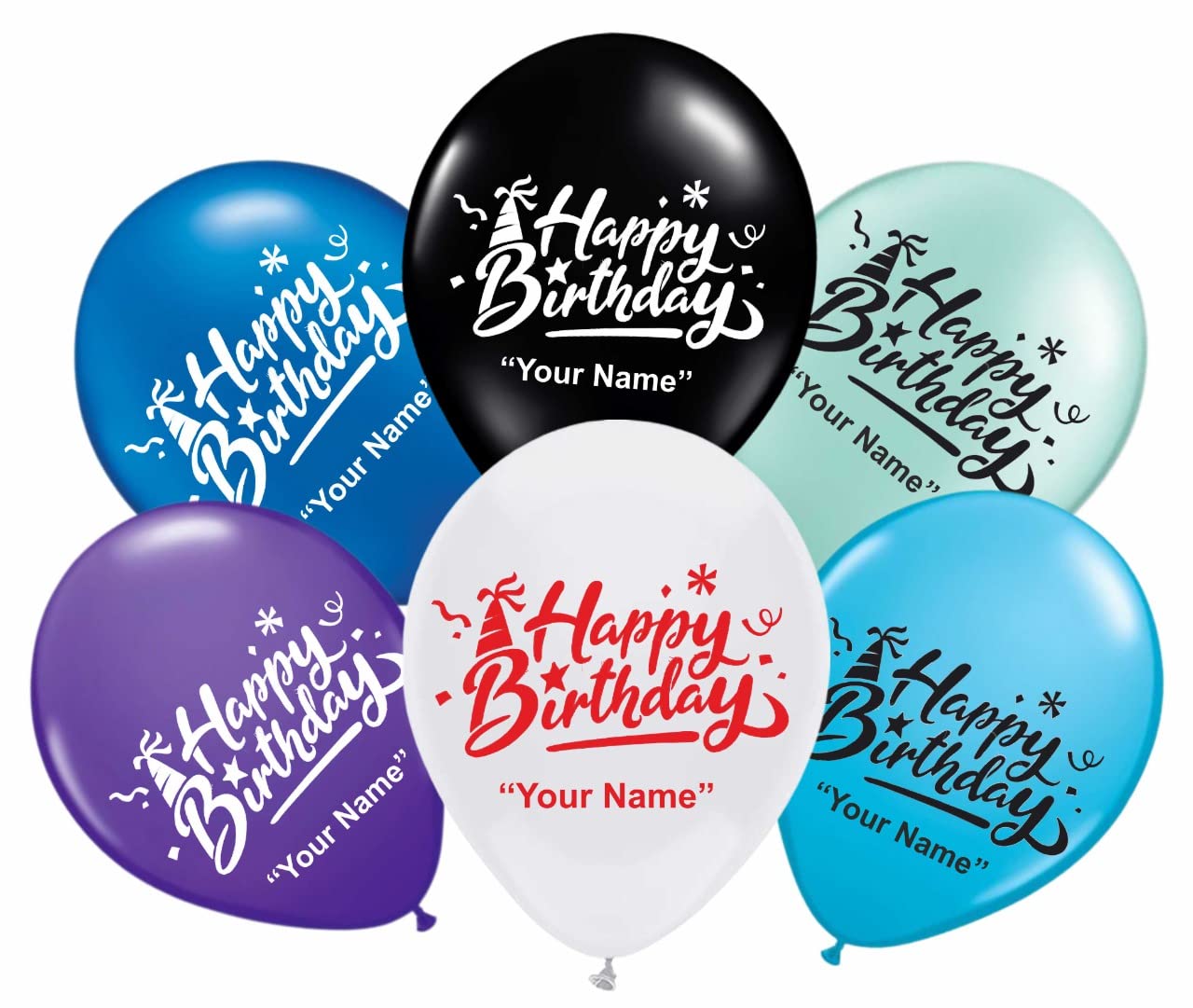 HK Balloons Personalized Name printed Birthday Party balloons with Birthday Boy/Girl Name (Pack of 50) (RED)