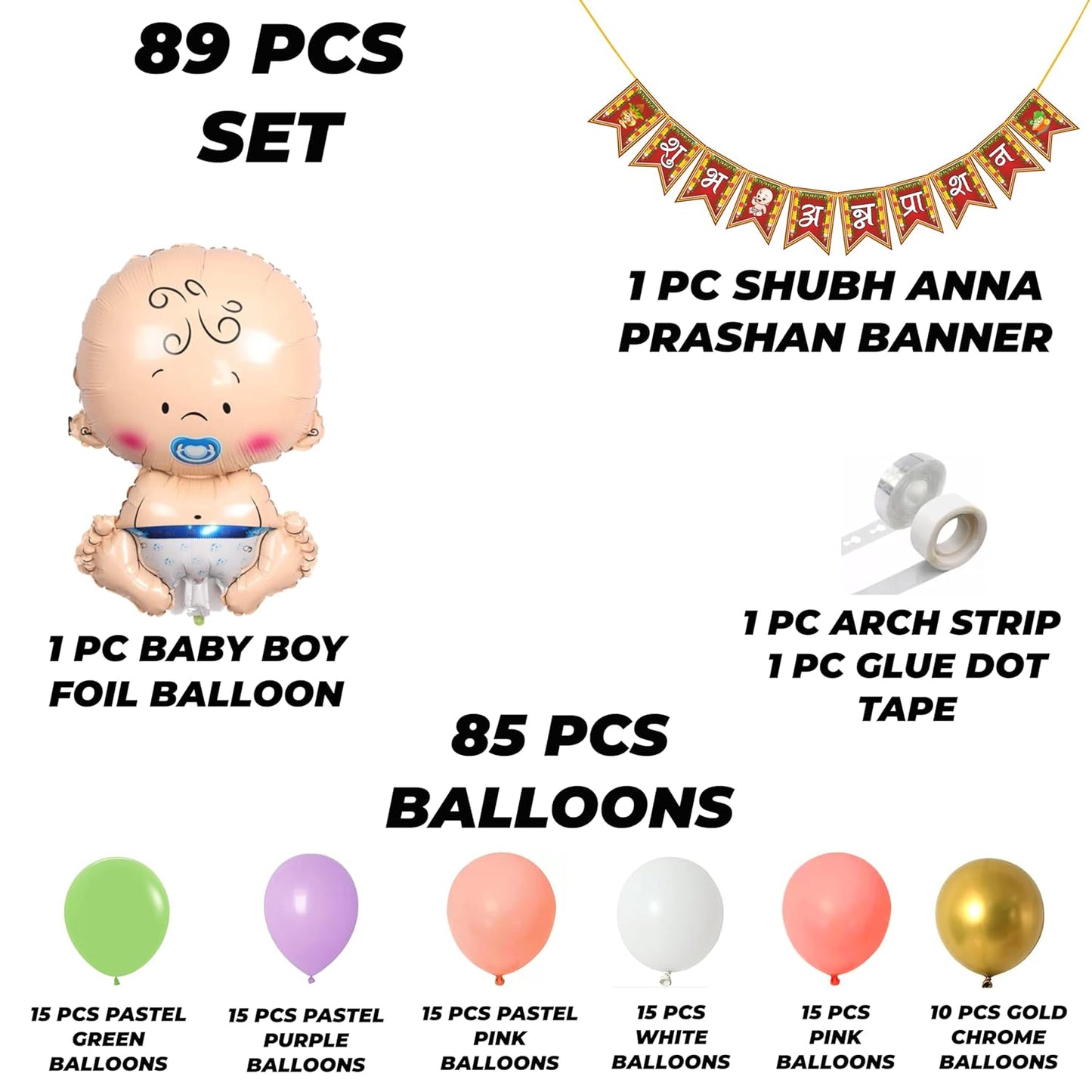 Annaprashan Ceremony Decoration items For Baby Boy Pack of 89 Pieces