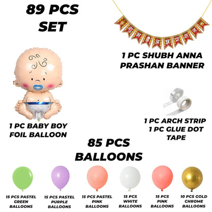 Annaprashan Ceremony Decoration items For Baby Boy Pack of 89 Pieces