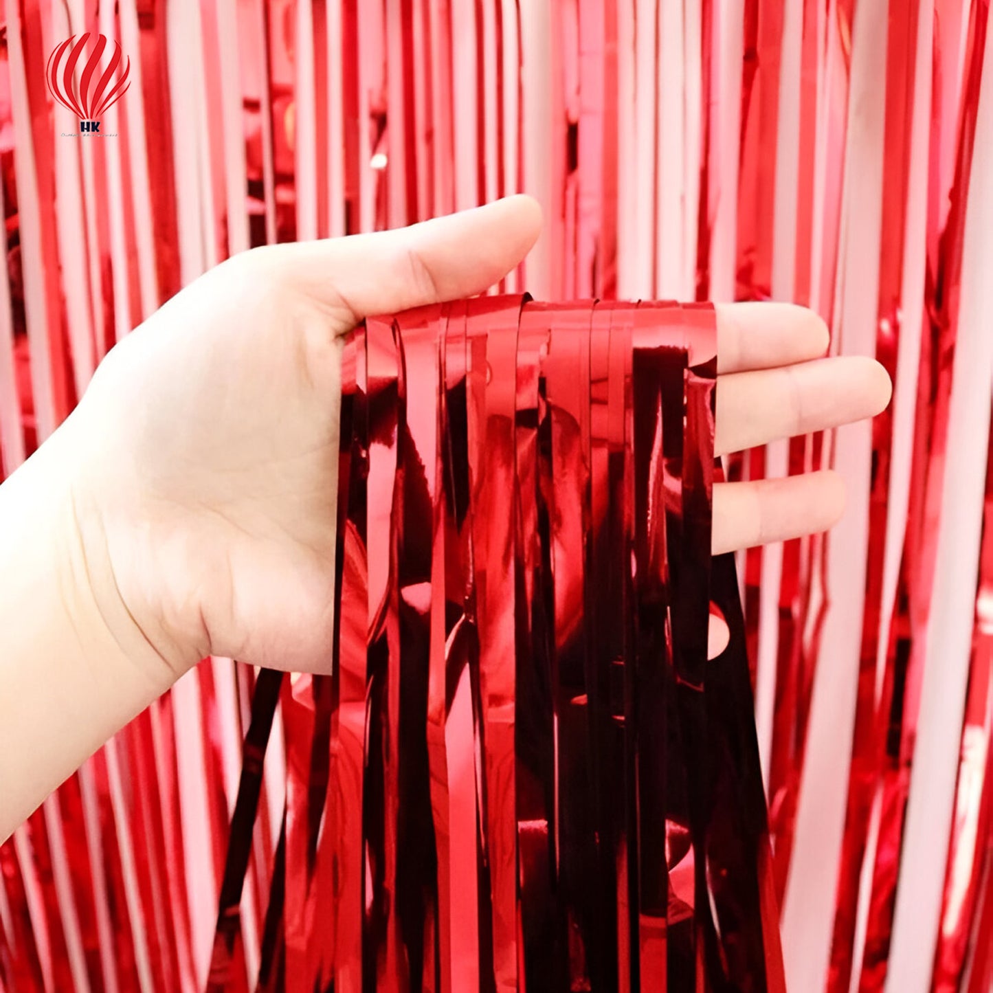 HK balloons Red Tinsel Fringe Curtain