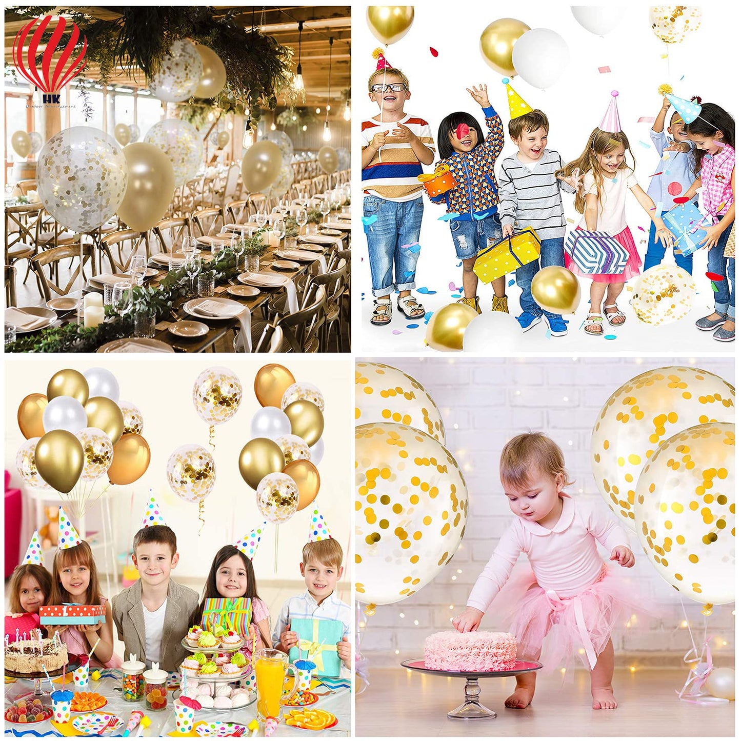 HK balloons 2nd Birthday Decoration Items For -15Pcs golden No. 2 Foil Balloon, Gold Crown Foil Balloon, Confetti & Metallic - Bithday.Party Decorations For Girl/ 2nd Birthday Decorations