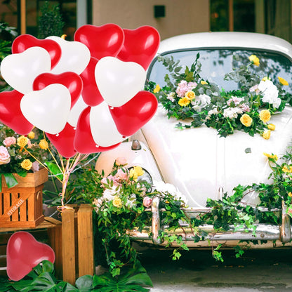 HK Balloons Set Of 50 Pcs Heart Shaped Latex Balloons For Birthday, Wedding Anniversary, Valentine, Engagement Party Decoration Balloon (Red, White)