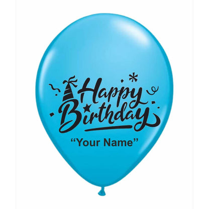 HK Balloons Personalized Name Printed Birthday Party balloons with Birthday Boy/Girl Name (Pack of 50) (LIGHT BLUE)