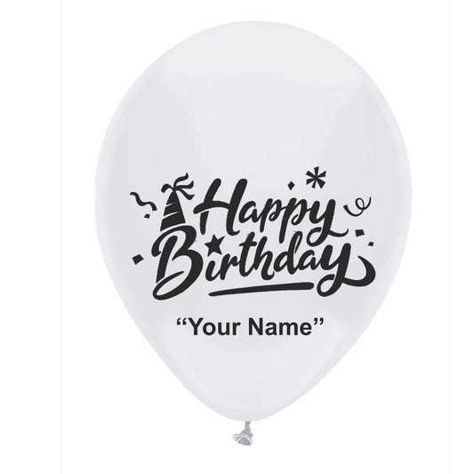 HK Balloons Personalized Birthday Party balloons with Birthday Boy/Girl Name (Pack of 30) (WHITE)