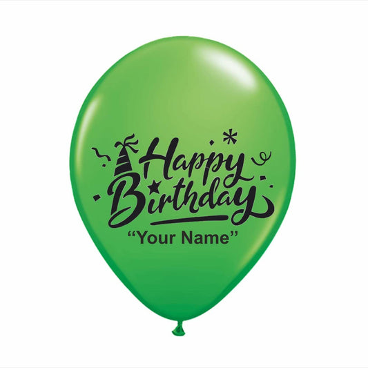 HK Balloons Personalized Name printed Birthday Party balloons with Birthday Boy/Girl Name (Pack of 50) (GREEN)