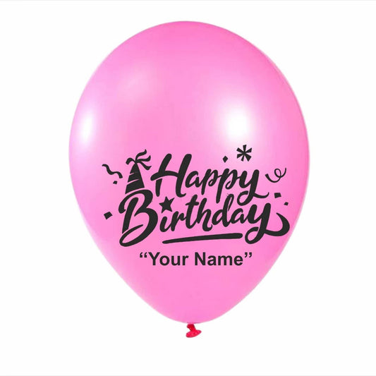 HK Balloons Personalized Birthday Party balloons with Birthday Boy/Girl Name (Pack of 50) (PINK)