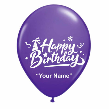 HK Balloons Personalized Birthday Party balloons with Birthday Boy/Girl Name (Pack of 30) (PURPLE)