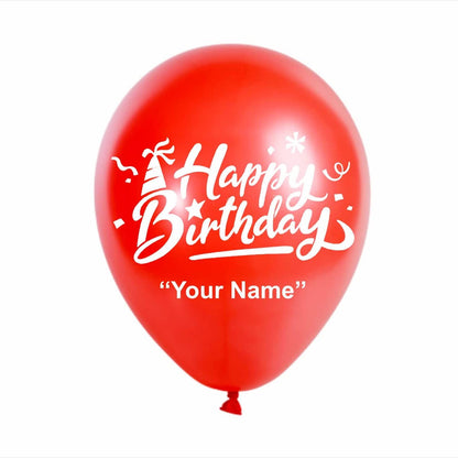 HK Balloons Personalized Name printed Birthday Party balloons with Birthday Boy/Girl Name (Pack of 50) (RED)